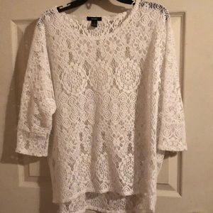 Alfani white overlay blouse size S